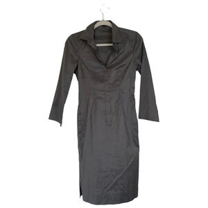 HUGO BOSS Deonne Dress Gray Silver Size 2 Collared Workwear Career Business